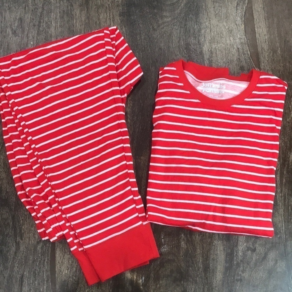 Jammies For Your Families Men’s Pajama Set, Medium, Red & White Stripes